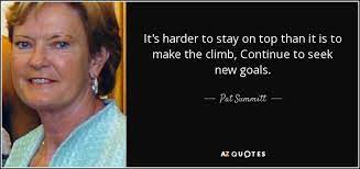 Pat Summitt Quote It S Harder To Stay On Top Than It Is To