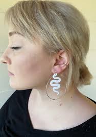 Polymer Clay Snake Earrings ELLE Dangle Stud Jacket Sterling Silver Drops  With Earring Back Details Hypoallergenic Lightweight Hoop