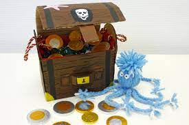 Die schatztruhe wird mit wenigen. Schatztruhe Basteln Schatzkiste Basteln Vorlage Kribbelbunt