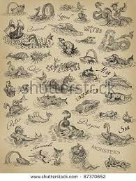 Vintage Sea Mo Vintage Sea Monster Illustration Fantasy World Map Monster Illustration Fantasy Map