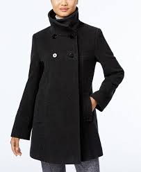 Stand collar and slimming seam details make this a perfect topper for any occasion day or night product buy larry levine women's envelope collar walker and other wool & pea coats at amazon.com. Larry Levine Double Breasted Walker Coat Reviews Coats Women Macy S