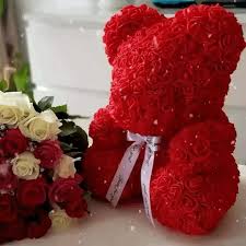 Background with bear and flowers. Rose Teddy Bear Real Cheap Online