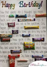 Homemade Birthday Gift Ideas For Brother A Tasty Message Creative And Unique Birthday Gift Idea Candy Birthday Cards Unique Birthday Gifts Birthday Gifts For Brother