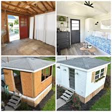 To look at it now, you'd never know it was once a garage…or that it was built in the 1960s! From Garden Shed To Modern Farmhouse Guest Cottage In 5 Weeks Backyard Guest Houses Shed To Tiny House Guest House Shed
