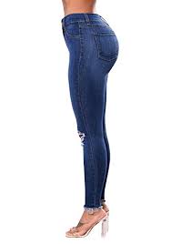 Baifern Womens Ripped High Waisted Jeans Washed Hole Denim Long Pants