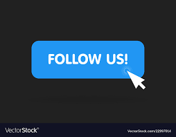 Follow us with cursor button icon in a flat design