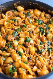Creamy Shell Pasta With Sausage Recipe Recipe Stuffed Pasta Shells Favorite Pasta Recipes Creamy Pasta Recipes