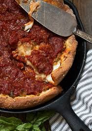Cast Iron Skillet Deep Dish Pizza A Family Favourite I Added Marjoram Crushed Red Pepper Flakes Deep Dish Pizza Recipe Recipes Cast Iron Skillet Cooking