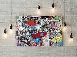 90x60cm Canvas Print Street Art Graffiti Painting Astronaut Street Art Graffiti Graffiti Painting Street Art