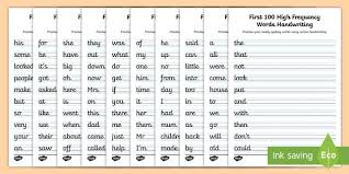 Finland phased out handwriting lessons; First 100 High Frequency Words Handwriting Worksheets