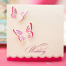 Wedding Invitations Butterfly Style Fancy Design Invitation Card Folded Champagne Color Free Customized And Printing Wedding Invitation Online Wedding Invitatio