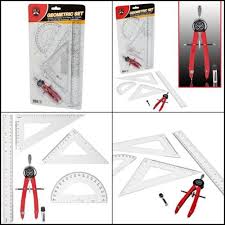 6 Pieces Geometry Compass Set Math Tool Compass Ruler Protractor Complete Kit Math Tools Sets Math Protractor