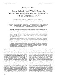 Pdf Eating Behavior And Weight Change In Healthy Postmenopausal Women Results Of A 4 Year Longitudinal Study
