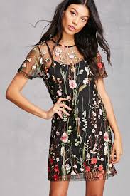 A Sheer Mesh Knit Overlay Dress By Rd Koko Featuring An Allover Floral Embroidery A Round Neck With A Key Fashion Beautiful Blouses Floral Embroidery Dress