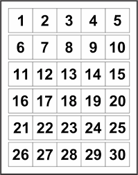 Printable Numbers 1 30 In 2020 Printable Numbers Number Chart Numerical Patterns