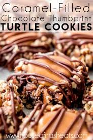Turn off the heat and immediately (but carefully) pour the caramel evenly over the prepared crust. Caramel Filled Chocolate Thumbprint Turtle Cookies House Of Nash Eats