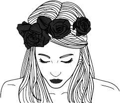 Tumblr Tumblrgirl Outlines Chicas Girls Girl Outline Flower Crown Png Download Transparent Png Image Outline Art Hipster Drawings Girl Outlines