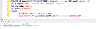 Modifying Json Data Using Json Modify In Sql Server