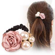 M Mism Girls Pearl Beads Elastic Hair Band High Quality Flower Gum For Hair Acce Accesorios Cabello Asesorios Para El Cabello Monos Para El Cabello De Boutique