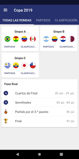Check copa america 2020 page and find many useful statistics with chart. Copa America 2019 App Futbol Resultados For Android Apk Download