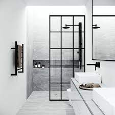 Mosaic 33 75 W X 73 75 H Framed Fixed Glass Shower Panel Black Shower Doors Shower Doors Framed Shower