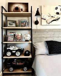 Check spelling or type a new query. Industrial Style Boy Soccer Themed Bedroom Diy Handmade Wood Bed Shelves Photos Frames And Wire Bas Soccer Themed Bedroom Boys Room Decor Boys Bedroom Decor