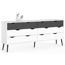 Flat black, matte finish, wood look. Tvilum Diana Modern Wood 8 Drawer Double Dresser In White And Black Matte 7545549gm