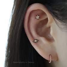 Stacking Multiple Cartilage Piercings Small Earrings Studs Cross Earrings Studs Diamond Cross Earrings
