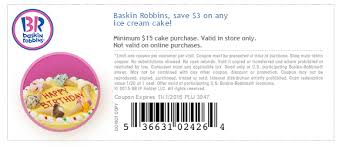 Baskin Robbins Coupon 3 Off Any 15 Ice Cream Cake Baskin Robbins Ice Cream Cake Printable Coupons