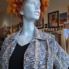 Some "old lady" pieces from the 90s given some new life...Mix of vaguely  animal prints in neutral tones. Striped skirt is 1960s. Wool layered black  skirt is 1980s. Chunky beads from about