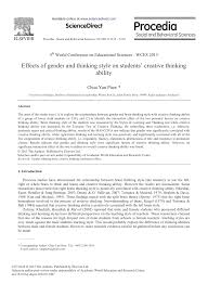 We are a sharing community. Pdf Effects Of Gender And Thinking Style On Student S Creative Thinking Ability