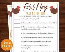Today i made this free printable thanksgiving trivia quiz with answer key. Thanksgiving Trivia Game Fowl Play Turkey Trivia Etsy Thanksgiving Facts Thanksgiving Fun Thanksgiving Family Games