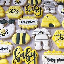 Bee Baby Shower Cookies Bee Cookies Black And Yellow Cookies Blushbakeryca Bee Baby Shower Decoration Honey Bee Baby Shower Bee Baby Shower
