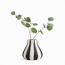 Black And White Striped Vase Black And White Thick Stripe Vase Striped Vase Vase Decorative Accessories