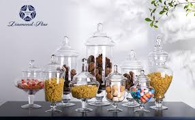 Check spelling or type a new query. Amazon Com Diamond Star Clear Glass Apothecary Jars Candy Buffet Display Elegant Storage Jar Decorative Wedding Candy Organizer Canisters Height 9 Body 5 Home Improvement
