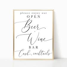 Wedding Bar Sign Beer And Wine Sign Open Bar Sign Cash Etsy In 2020 Wedding Bar Sign Open Bar Sign Wedding Bar Menu Sign