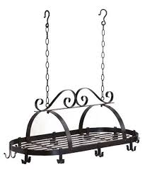 An Intricate Swirl Pattern Makes This Wrought Iron Hanging Pot Holder With 10 Hooks A Useful Work Of Art For The Kitchen Pot Rack Hanging Hanging Pots Pot Rack