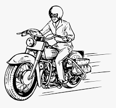 Riding Motorcycle Clipart Black And White Drawings Of Driving Bike Hd Png Download Kindpng
