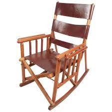 Very good condition can be folded. Mid Century Modern Costa Rican Leather Campaign Folding Rocking Chair For Sale At 1stdibs