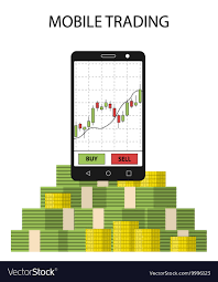Tablet Smartphone With Stock Chart And Pack Of