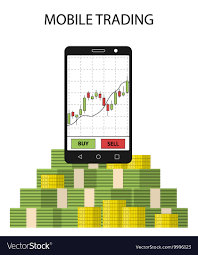 tablet smartphone with stock chart and pack of