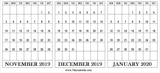 November December 2019 January 2020 Calendar With Notes Yearly Calendar Template Notes Template Calendar