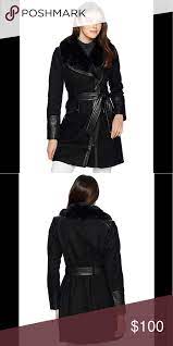 Via Spiga Faux Leather Trim Wool Blend Jacket Nwt Fashion Wool Blend Jacket Clothes Design