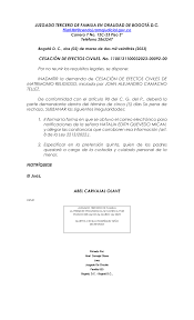 JUZGADO TERCERO DE FAMILIA EN ORALIDAD DE BOGOTÁ D.C. CESACIÓN DE EFECTOS  CIVILES. No. 1100131100032023-00092-00 Por no reunir