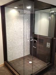 Stand Up Shower With Glass Tile From The Other Angle Home Remodeling Remodel Finishing Basement