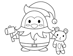 This coloring page is free for all and can be quickly downloaded with one click. Printable Penguin Elf Coloring Page