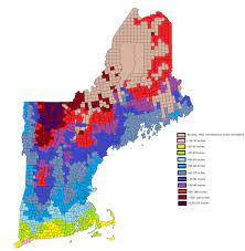 Average Yearly Snowfall In New England By Town Map New England Snowfall