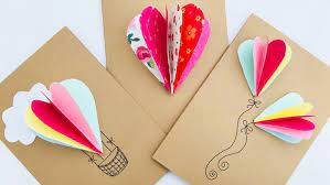 This 3d rainbow heart card is a great construction paper craft for kids to create! Pop Up Heart Cards Kids Crafts