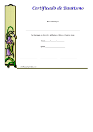 Free to download and print. Baptism Certificate Lily Spanish Male Printable Pdf Download