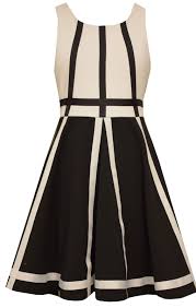 Little Girls 4 6x Black White Geometric Colorblock Fit Flare Dress Fit Flare Dress Dresses Black N White Dress